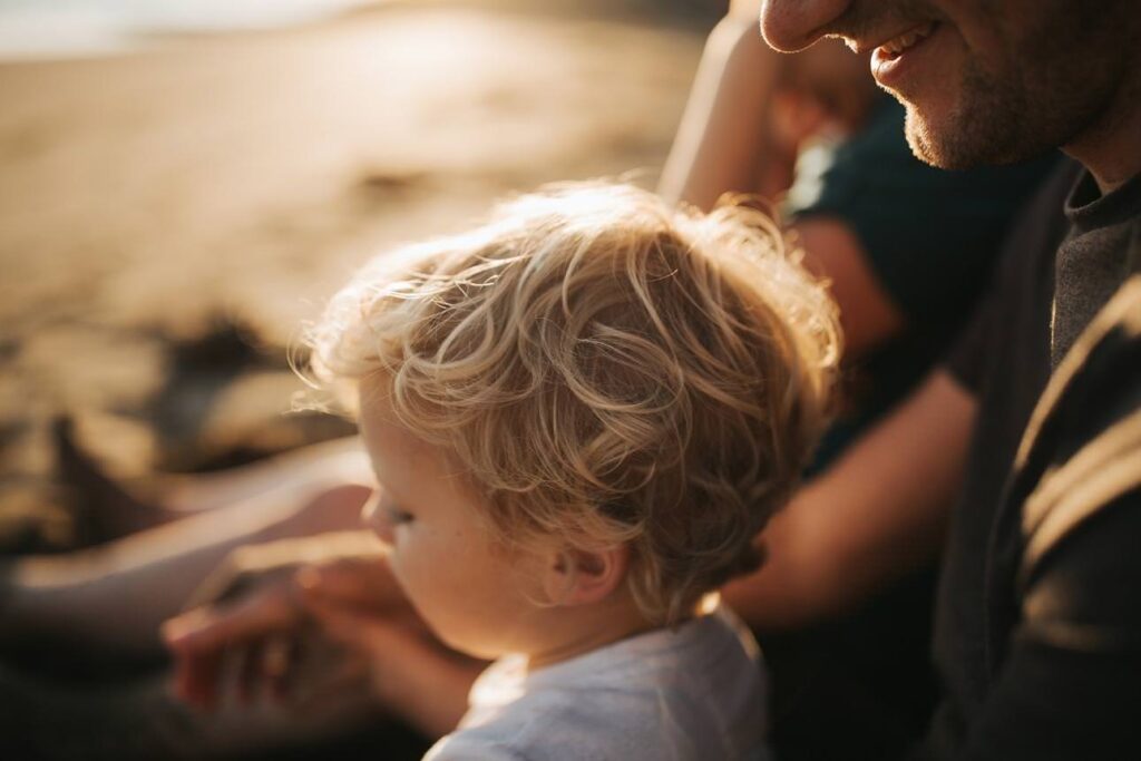 golden light illuminating little boys blonde hair