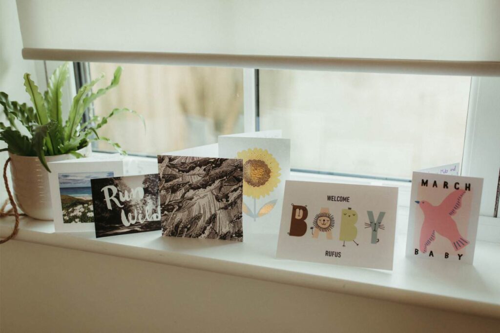 Greeting cards being displayed at a home in St Agnes