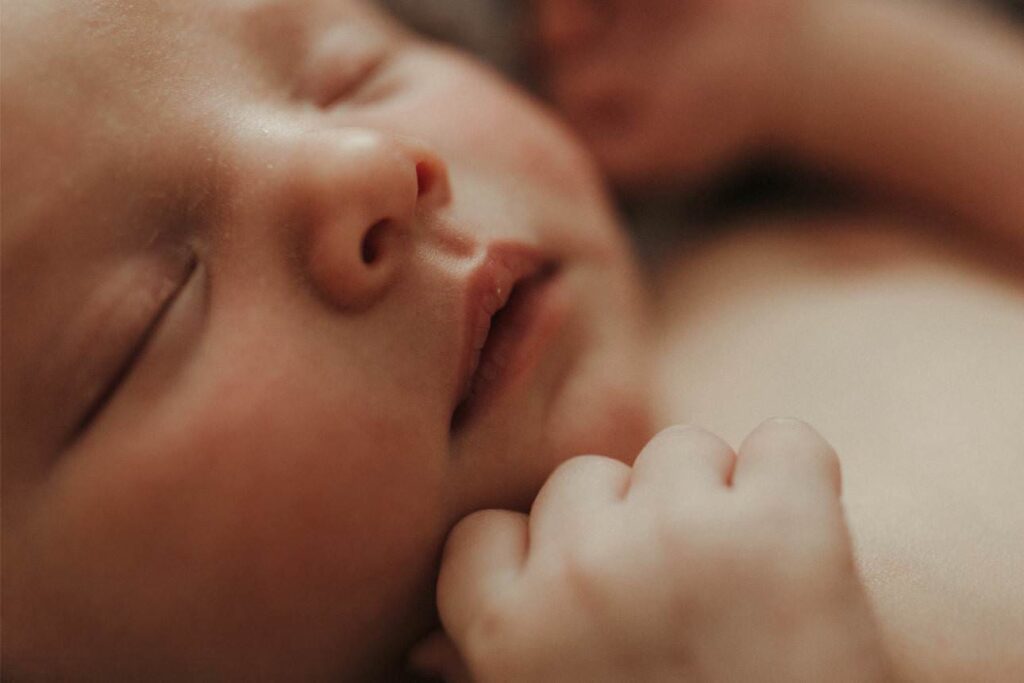 close up of newborn bose and lips, St Agnes Newborn Photographer